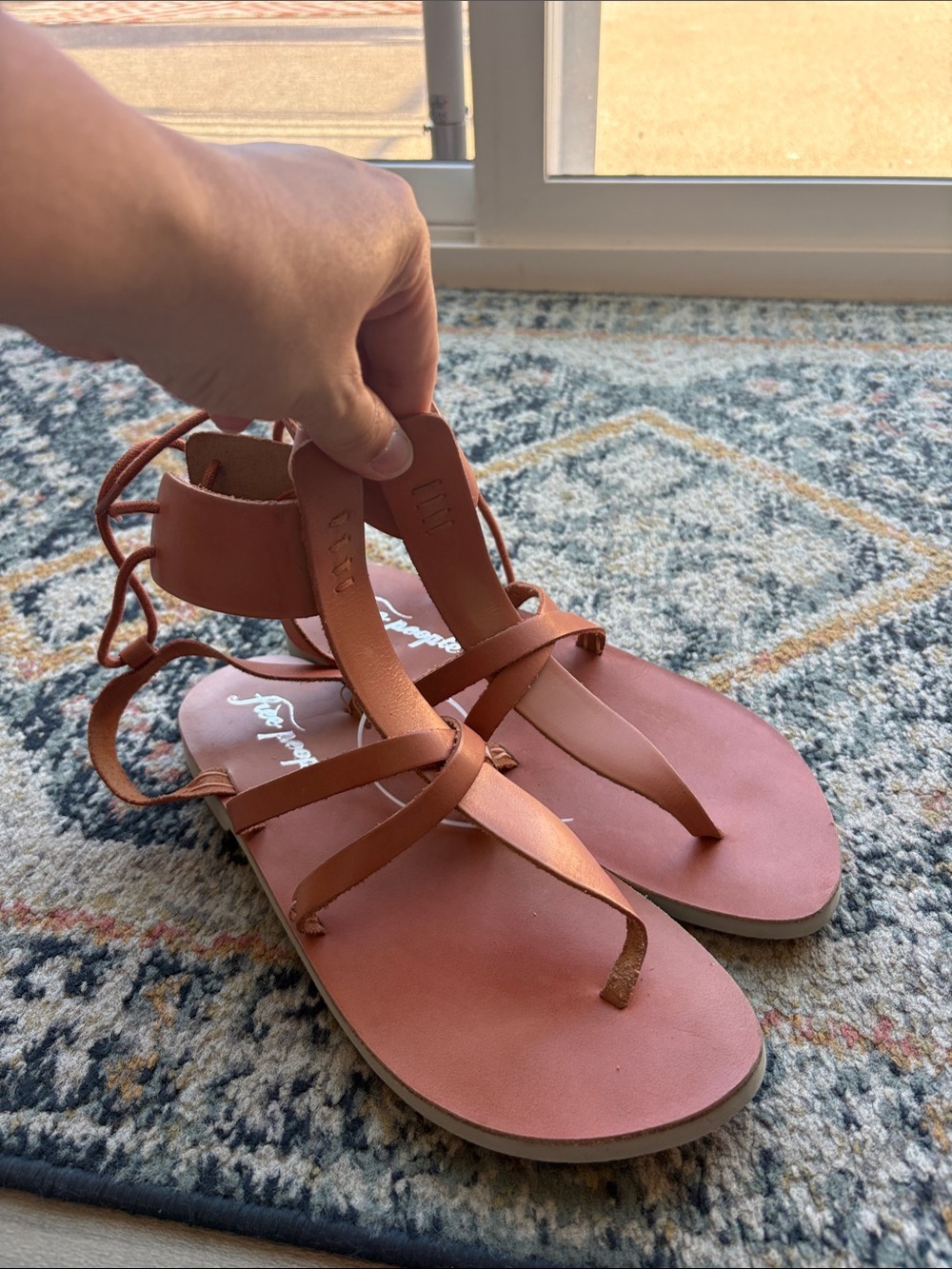 Free People Women's Lace-Up Sandals in Terracotta Brown